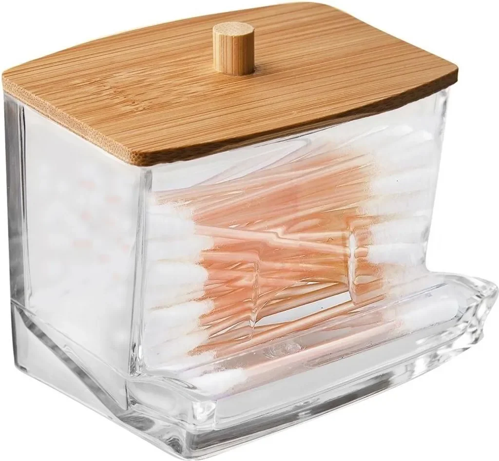 Orion Wattestäbchen Spender Aufbewahrungsbox mit Bambusdeckel