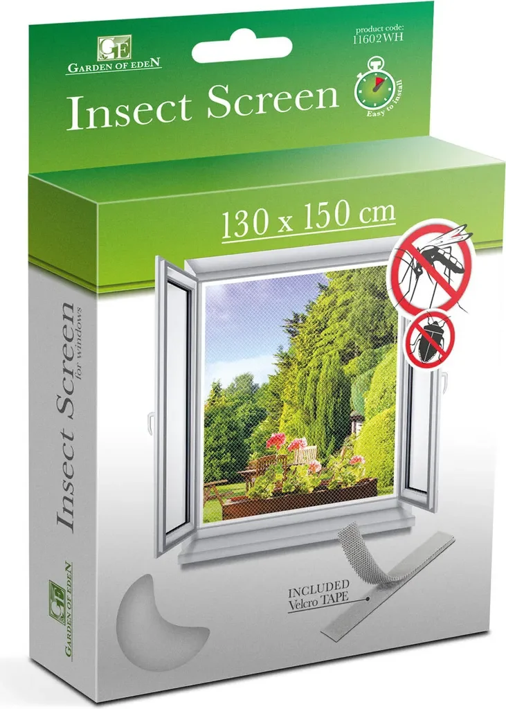 HomeShopXL Insektenschutz Fliegengitter 130x150 cm weiß Klettverschluss