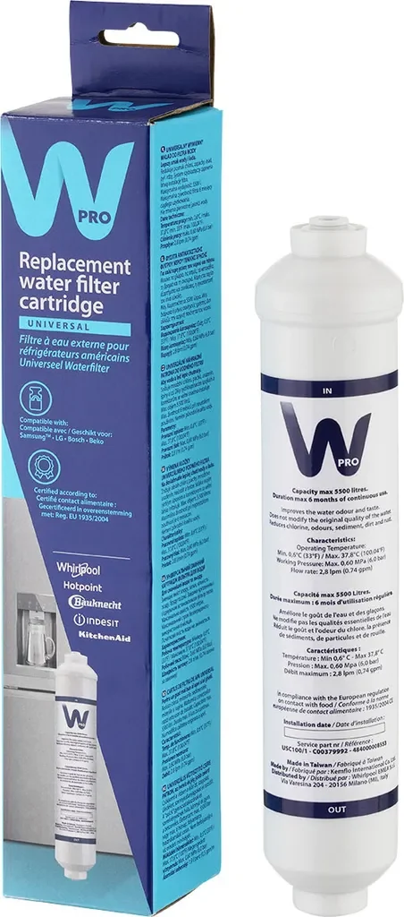 2x Wpro USC100/1 Universal Externer Kühlschrank Wasserfilter Whirlpool
